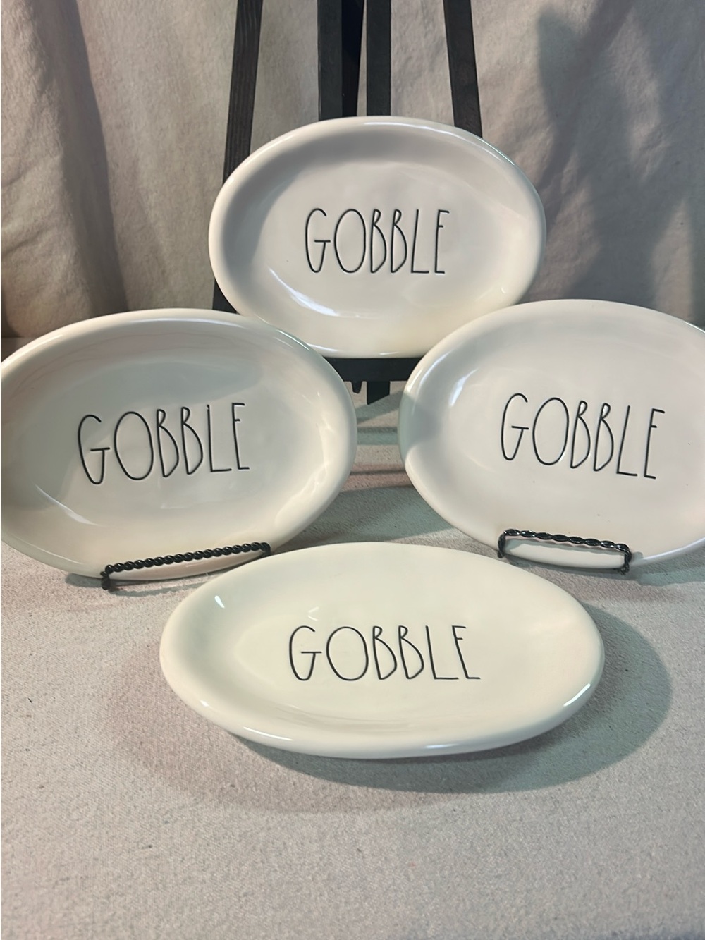 Rae Dunn White 'Gobble' Ceramic Serving Plates - Set of 4